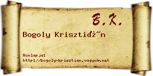 Bogoly Krisztián névjegykártya